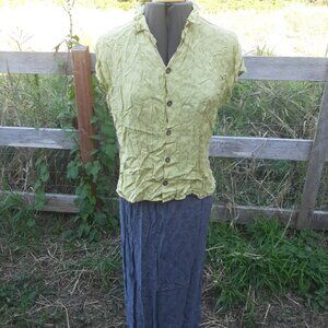 Vintage CP Shades light yellow/green sleveless fitted shirt